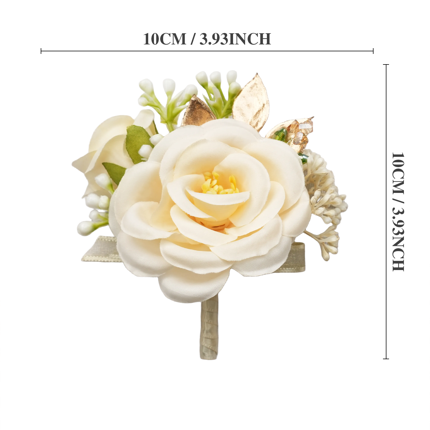 Uflower Champagne Series Bride Bouquet Wrist Corsage Groom Boutonniere Wedding Event Supplies